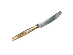 Серебряный столовый нож с позолотой и резным узором на ручке «Астра»